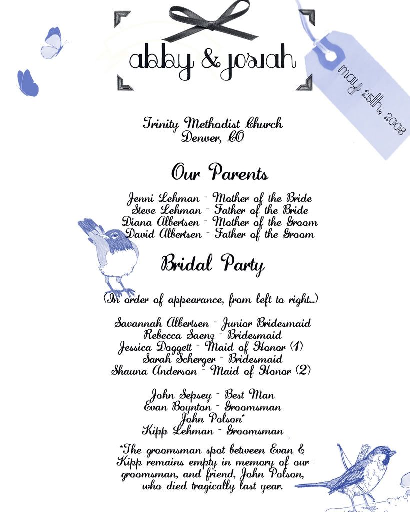 DIY WEdding Programs