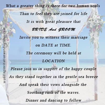  creative wedding invitation beach wedding invitation wording Example 2
