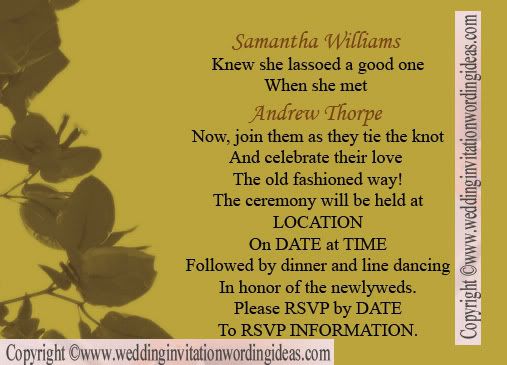 country wedding invitation wording country wedding invitation wordings 