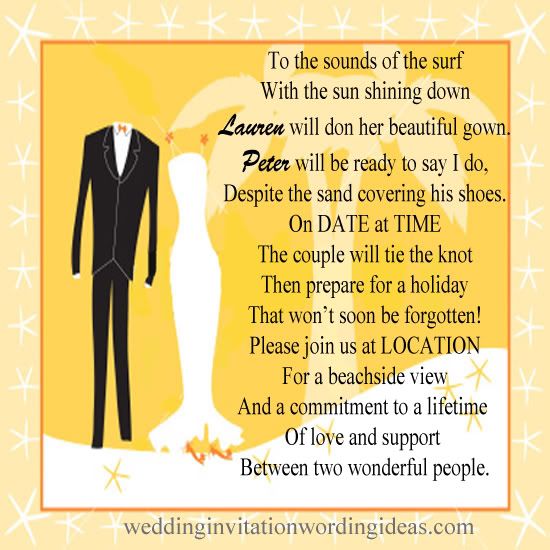  beach wedding invitation wording Example 3