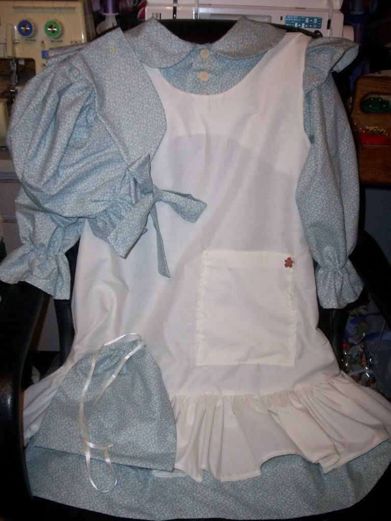 Aqua Calico/Ivory pinafore Little House