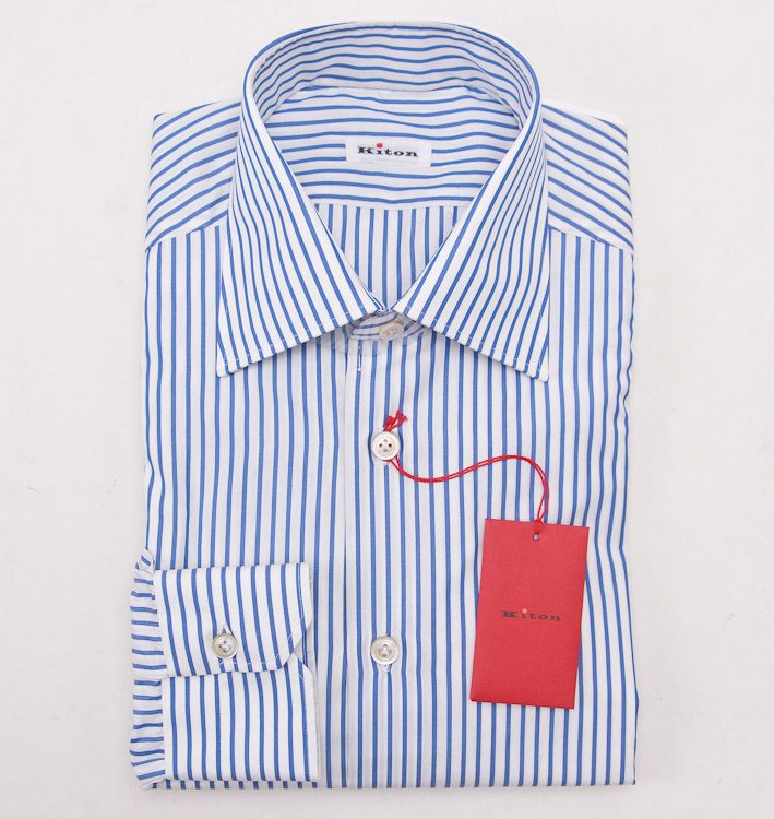 NWT $475 MATTABISCH by KITON Red-White Grid Check Cotton Shirt 18 Slim-Fit