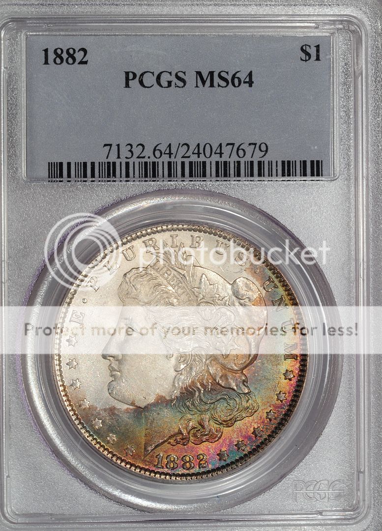 1882 Morgan Dollar PCGS MS64 Rainbow Crescent Toned ~COLORFUL TONING 