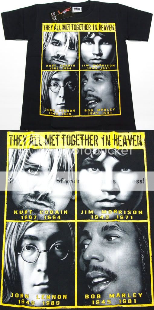 Bob Mar Kurt Cobain Jim Morrison John Lennon T Shirt  