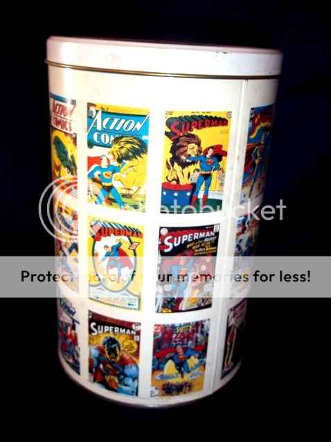 Superman Kids Room Toy or Trash Tin Bucket w Lid Comic Book Heros Collectors